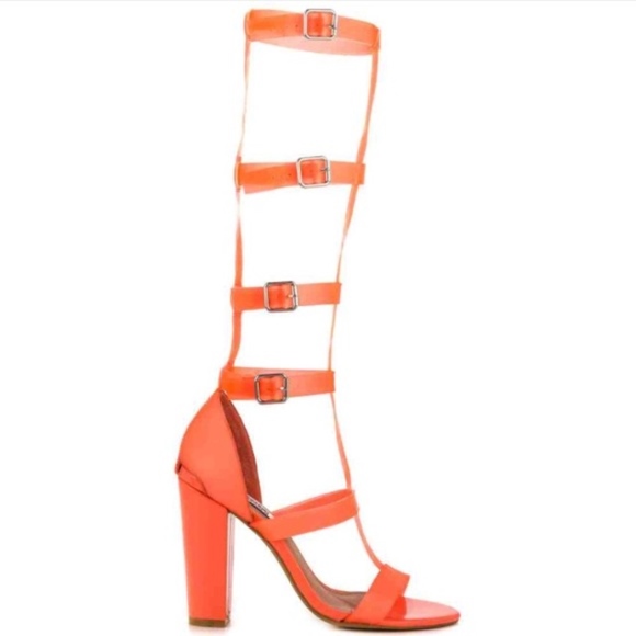 NEW Steve Madden orange neon knee high JELLY gladiator sandal 10 - Picture 6 of 17